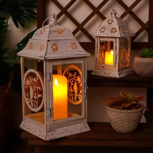 Farol Decorativo de Color Blanco para Decoración del Hogar, Centro de Mesa, Iluminación - Product Image 4