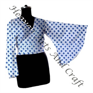 2025 à la mode Floral Wrap Cravate Top Bloc Imprimer Club Robe De Soirée Filles Cloche Manches Wrap Cravate Top Main Bloc Imprimer Top - Product Image 5