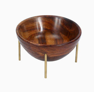 Grand saladier en bois fait main de haute qualité, saladier dans différents styles décoratifs pour la maison, en provenance d'Inde, sûr - Product Image 3