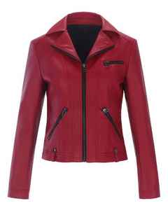 Nueva y elegante chaqueta de cuero para mujer de Color sólido corto de invierno de la mejor calidad de cuero genuino a prueba de viento transpirable ecológico - Product Image 1