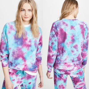 Estilo Mujer Tie Dye Sudadera Bloque de color Cuello redondo Camiseta Mujer Manga larga Estampado floral Pullover Sudadera con capucha Sudadera de algodón - Product Image 2