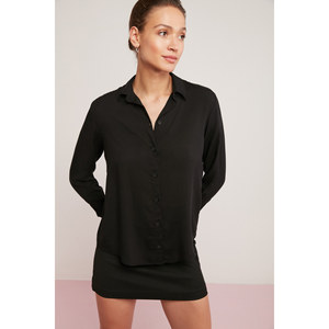 ETHIQUET เสื้อเชิ้ตผู้หญิงผ้าวิสโคสเนื้อบางเบาทรงปกติไม่มีกระเป๋า - Product Image 2