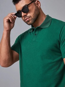 Polo para hombre, recién llegado, Color sólido, manga corta, ajuste holgado, cómodo, suave, tela de lona, ropa de algodón - Product Image 4