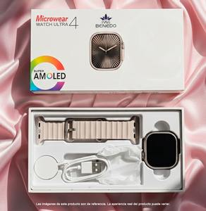 Montre connectée Ultra 4 Plus avec écran AMOLED, longue autonomie, chargeur magnétique W02, montre connectée de sport et de fitness, blanc et noir avec protection - Product Image 2