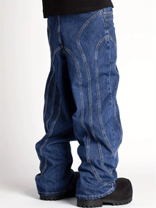 กางเกงยีนส์ขาตรงไซส์ใหญ่พิเศษสำหรับผู้ชาย, กางเกงยีนส์ทรงหลวมดีไซน์พิเศษทนทานและระบายอากาศได้ดี - Product Image 3