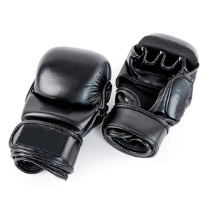 Gants de MMA personnalisés de haute qualité en cuir noir pour le grappling et la boxe, vente en gros - Product Image 1