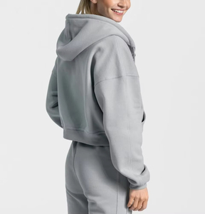Personalizado de algodón pesado liso de manga larga sudadera de diseño de alta calidad bordado pulóver polar mujeres Sassy Zip Hoodies - Product Image 6