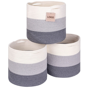 Handmade seagrass laundry storage baskets cotton rope connection belly plant basket cotton rope storage basket