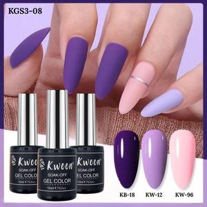 ชุดเจลทาเล็บแบบแช่ล้างออกได้ KWEEN 3 ชิ้น ขนาด 10 มล. สีม่วงไลแลคชมพู สูตรน้ำ คุณภาพสูง อุปกรณ์ทำเล็บ - Product Image 2