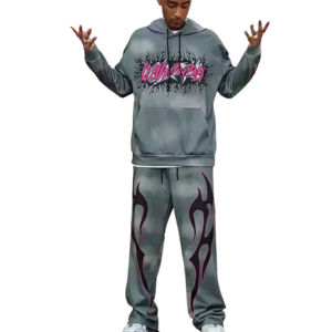 Vente en gros 2025 Ensemble de survêtements d'hiver décontractés et solides avec impression par transfert de chaleur pour hommes de taille XXL sur mesure avec logo personnalisé pour l'extérieur - Product Image 5