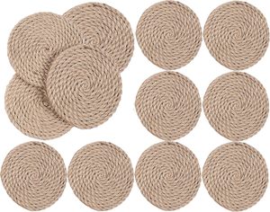 Bulk Supplier Table jute <b>Coasters</b> manufacturer <b>Drink</b> <b>Coasters</b> for Tabletop Protection Outdoor Coffee Natural Jute Round <b>Drink</b> - Product Image 2