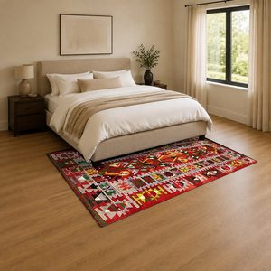 <b>RUGS</b> DEPOT LXDP-0701 Wholesale Red <b>Burgundy</b> Vintage Patchwork Digital Printed Machine Washable Chenille Area <b>Rug</b> Non Slip - Product Image 3