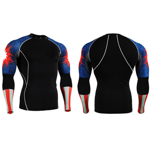 Adult <b>Men's</b> Polyester Made Compression Shirts Sublimation <b>Arms</b> Long <b>Sleeve</b> Comfortable Compression Fitness Rash Guard - Product Image 6
