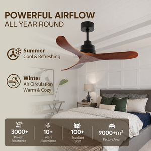 Ventilador de Techo de 36 Pulgadas Sin Luz, Aspas de Madera Sólida, Motor DC Reversible, Control Remoto, para Dormitorio y Sala de Estar, Disponible en EE. UU. - Product Image 4