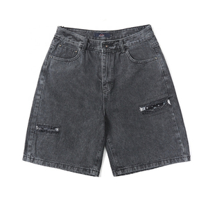 OEM Custom Streetwear Oversized Denim <b>Jeans</b> Shorts Blank Ripped Acid Wash Shorts <b>for</b> <b>Men</b> - Product Image 1