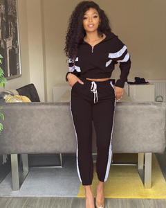 Streetwear deux pièces à capuche pour femmes ensemble de pantalons de survêtement brodé Patchwork Design Skinny Fit survêtements amicaux à séchage rapide - Product Image 6