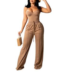 Pantalones rectos antiarrugas para mujer con cierre de cintura elástica Pantalones de estilo frontal plano - Product Image 6