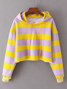 Custom Luxury Clothing Manufacturers Women's Striped Sweatshirts Hoodies Pullovers & <b>Zip</b> <b>Ups</b> - Product Image 2