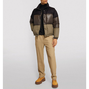 Chaqueta de Plumón para Hombre con Bloques de Color Personalizados, Chaqueta Abrigada con Cuello Alto Brillante, Chaqueta Gruesa de Plumón para Hombre - Product Image 1