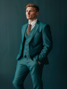 Elegante Traje de 3 Piezas para Hombre, Blazer, Chaleco y Pantalones, Ropa Formal de Negocios, para Oficina, Bodas, Fiestas, Recepciones, Graduaciones - Product Image 1