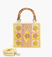 Tas bahu katun gaya Bohemian wanita India tas kurir Boho belanja malam elegan ritsleting Clutch manik-manik buatan tangan
