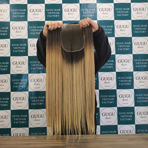 วิกผมเรีมีดิบแบบเวียดนาม100% พรีเมี่ยมสีผมแบบมัดปิดสีแบบกำหนดเองความยาว10-30นิ้ว - Product Image 4