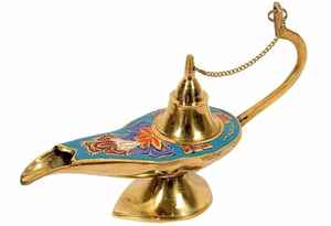 Lampe d'Aladdin en laiton massif, gravée à la main, design moderne du milieu du siècle, fabrication artisanale, légère, pour usage intérieur, brûleur d'encens avec lampe de génie - Product Image 3