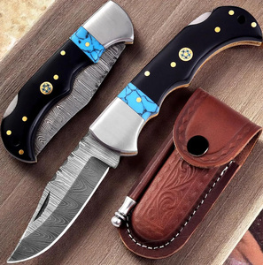 Nuevo Cuchillo Plegable de Acero Damasco Inoxidable, Cuchillo de Bolsillo Portátil de Alta Dureza para Acampar al Aire Libre, Cuchillo para Frutas, DIY Industrial OEM - Product Image 3