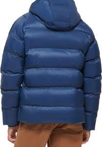 Manteau d'hiver léger à capuche pour hommes Veste matelassée isolée à col montant Fermeture à glissière complète pour les voyages en plein air - Product Image 4