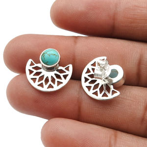 Gorgeous Look <b>Stud</b> <b>Earrings</b> for Woman 925 Sterling Silver Natural <b>Turquoise</b> Gemstone Birthstone Jewelry Wholesaler Manufacturer - Product Image 3