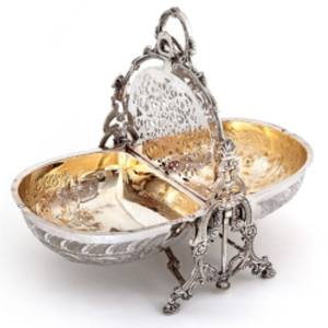 Baril à biscuits isotherme décoré de coquilles doubles en relief de style Art déco, argenté antique, pliable, pour la cuisine - Product Image 4