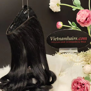 2025 Hot Selling High Quality 100% Raw Vietnamese Remy <b>Hair</b> Extensions for <b>Halo</b> Cuticle Wave Curl & Straight Direct From Vietnam - Product Image 1