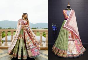 Lanzamiento de nueva ropa de novia Soft Mono Net Sequence Trabajo bordado Lehenga Choli - Product Image 4