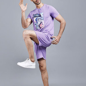 ชุดเซ็ตเสื้อยืดแขนสั้นและกางเกงขาสั้นลำลองสำหรับผู้ชายฤดูร้อน ขายส่ง ไซส์ใหญ่ ผ้าฝ้าย 100% ชุดลำลอง 2 ชิ้น - Product Image 4