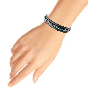 ชุดขอบจักระคอที่ไม่ซ้ำใครกำไลพลอยเทอร์ควอยซ์ทำจากเงินแท้925ทำด้วยมือเครื่องประดับโบฮีเมียน - Product Image 4