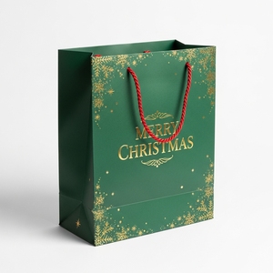 Sac de papier de cadeau de Noël écologique avec poignée pour la décoration d'achats d'emballage cadeau de vacances-recyclable et biodégradable - Product Image 1
