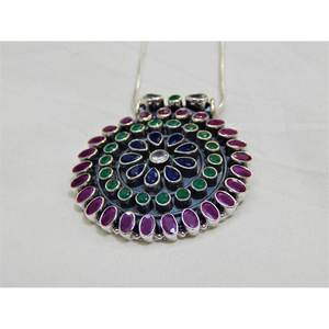 Collar con colgante fino de Plata de Ley 925 con piedras preciosas multinaturales para compromiso y Aniversario - Product Image 3