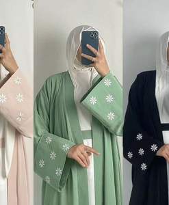 Vente en gros, Abaya de Turquie, vêtements islamiques, robe de luxe stylée pour petites femmes musulmane, mode modeste en satin à manches volantées de Dubaï - Product Image 1