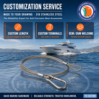 Câble en acier inoxydable de sécurité, câble métallique 1/8X36 pouces, mousqueton, tendeur à vis, terminal, accessoires de quincaillerie pour yacht et bateau