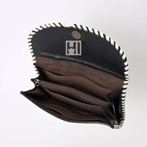 Portefeuille à trois volets en cuir de vachette vintage pour femme, avec décorations florales, doublure en coton, blocage RFID - Product Image 5