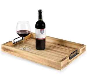 Bandeja de madera duradera de forma y tamaño personalizado único bandeja de servicio decorativa de madera multifuncional para comida desayuno bandeja de fiesta - Product Image 1