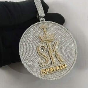 เพชรโมอีส21กะรัตชุบทองกะรัตจี้ฮิปฮอปทรงกลมตัดเครื่องประดับแฟชั่นของผู้ชายเครื่องประดับที่กำหนดชื่อเอง925เงินสเตอร์ลิง - Product Image 2