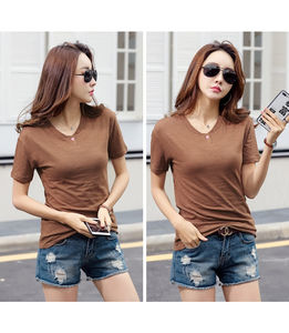 Camiseta de Cuello Redondo Personalizada de Primera Calidad, Camiseta Básica Informal Lisa de Manga Corta para Mujer, Venta al por Mayor desde Bangladés - Product Image 6