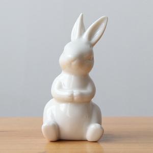 Décoration de Pâques Sculpture de lapin blanc assis mignon lapin Figurine intérieur décor à la maison objet prix bon marché - Product Image 3