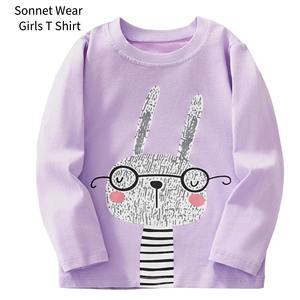 Camiseta de manga larga para niña con estampado de dibujos animados y cuello redondo de algodón - Product Image 4