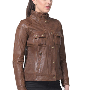 Nouvelle robe d'hiver décontractée pour femmes manteau en cuir de Style Simple avec fermeture à glissière facile à porter veste Bomber en cuir véritable - Product Image 3