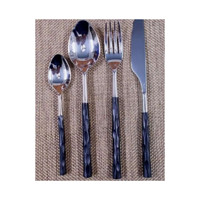 Ensemble de couverts en acier inoxydable au design moderne, 4 pièces, manche martelé, finition miroir, modèle 2B-2373, pour table de cuisine, prix abordable