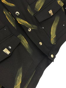 Veste en jean noire sur mesure pour homme STITCHMODE avec col en V, matière délavée, style safari long, mode d'hiver - Product Image 5