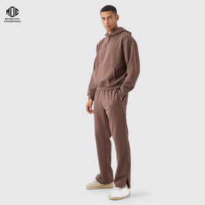 Streetwear unisexe Survêtement évasé décontracté Hip Hop Oversized Boxy Crop Hoodie and Split Hem Sweatpants OEM Bootcut Sweatpants - Product Image 1