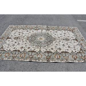 พรมตุรกีวินเทจคลาสสิกสีฟ้าสีน้ำตาล5.4 X งานแฮนด์เมดพื้นที่ขนาดใหญ่สี่เหลี่ยมผืนผ้าเย็บปะติดปะต่อกันสำหรับห้องโถงรุ่นใหม่ - Product Image 3